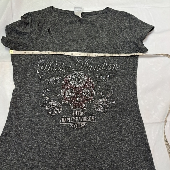 HARLEY Davidson Gray Embellished Tee - Picture 7 of 8